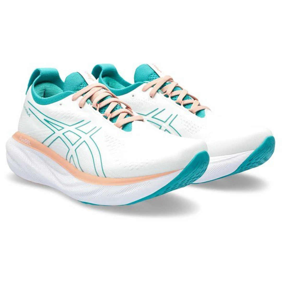 Asics Gel Nimbus 25 'White with Jade and Orange'
