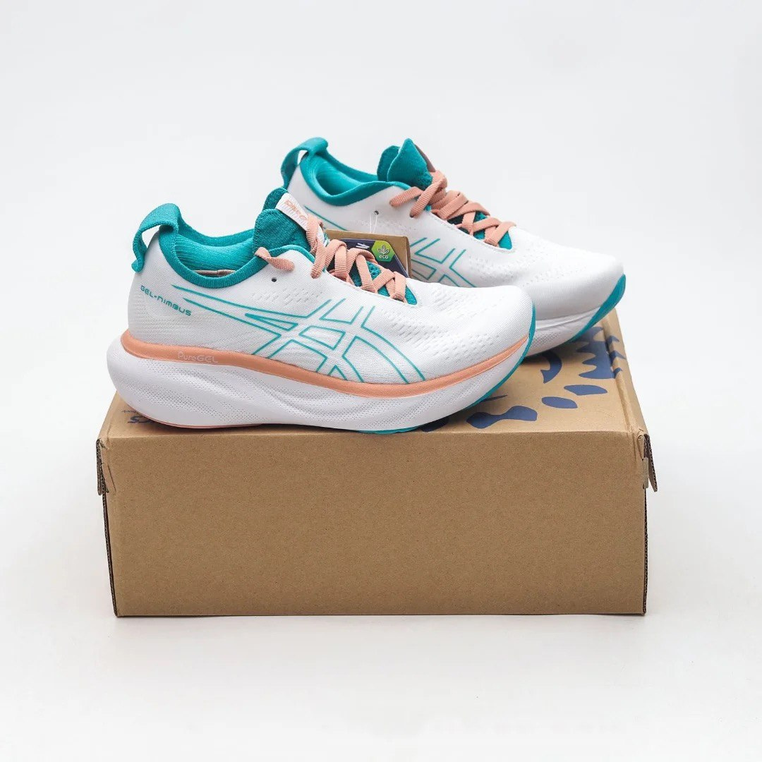 Asics Gel Nimbus 25 'White with Jade and Orange'
