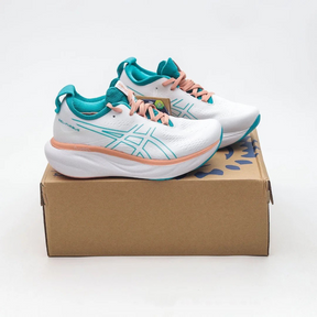 Asics Gel Nimbus 25 'White with Jade and Orange'