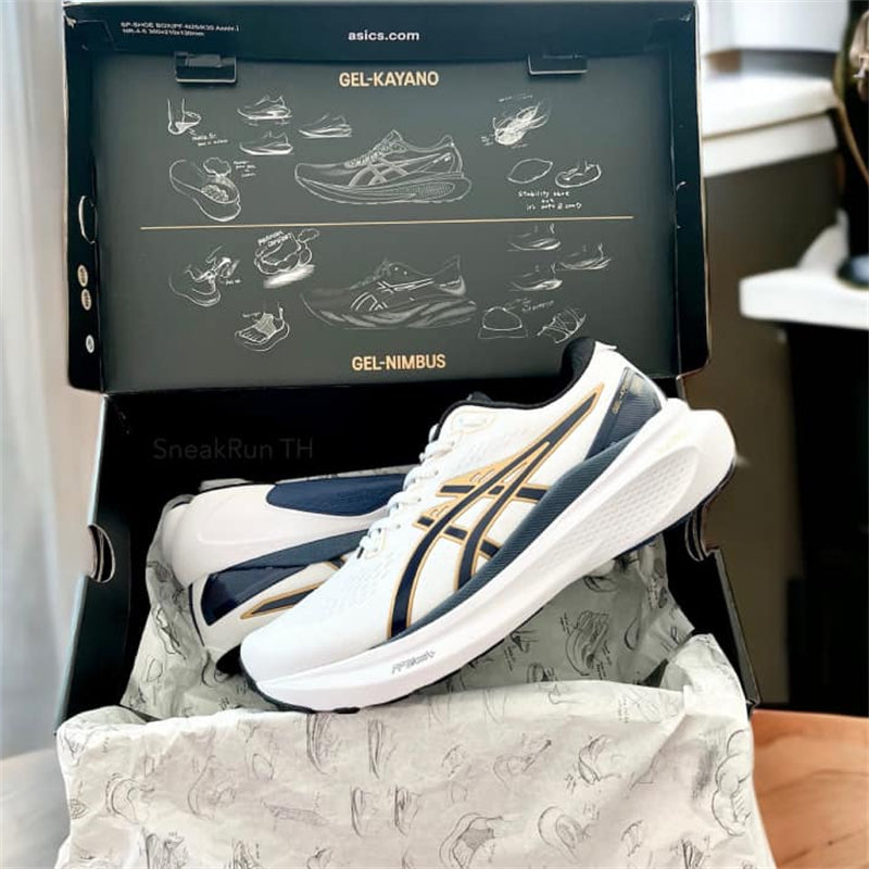 Asics Gel Kayano 30 'White with Navy Blue and Gold'